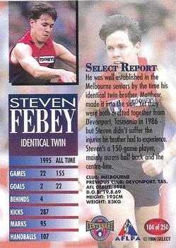 1996 Select AFL #104 Steven Febey Back